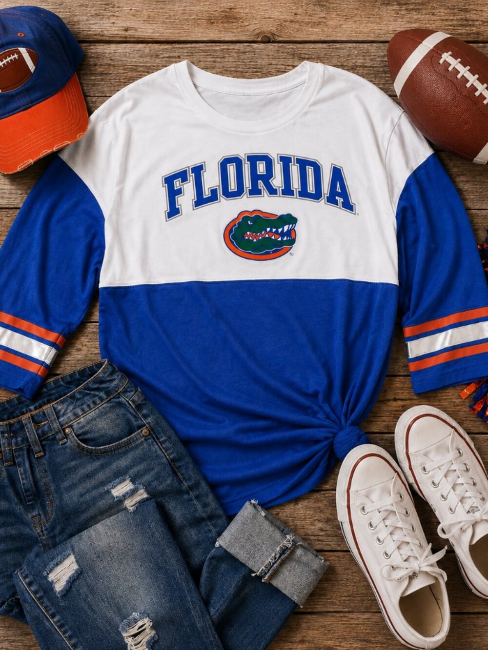 Florida Gators 3/4 sleeve t-shirt w reflective designs Great item for Football